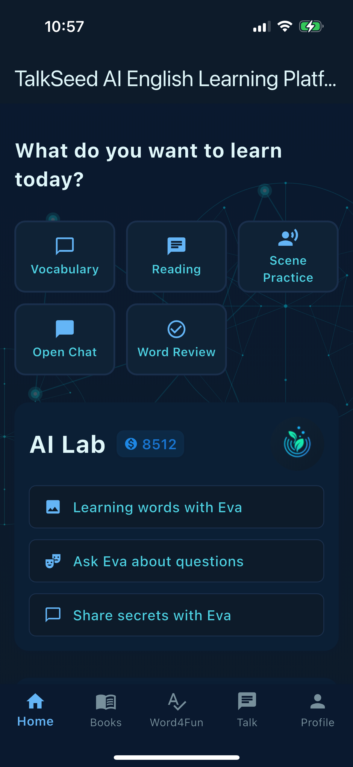 TalkSeed Home Screen